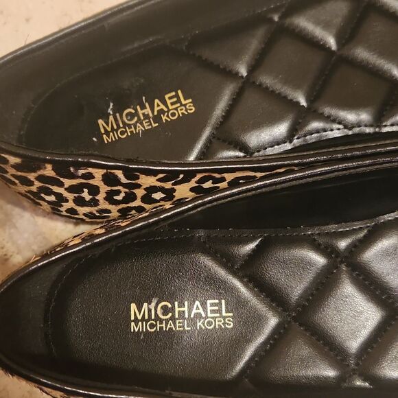 Michael Kors "Nori" Leopard-Print Calf Hair & Leather Ballet Flats Size 9.5 - Picture 6 of 10